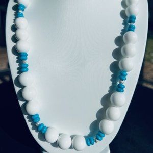 white & Blue Coral Necklace